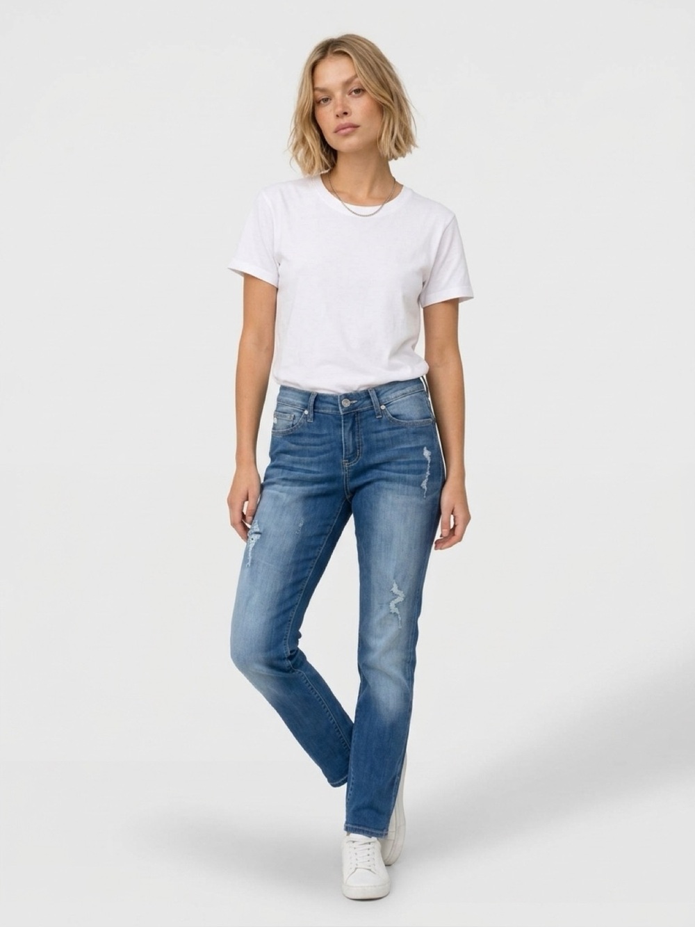 KANCAN Estilo P487-1 Mid Rise Skinny Jeans Size 25 Blue Stretch Denim